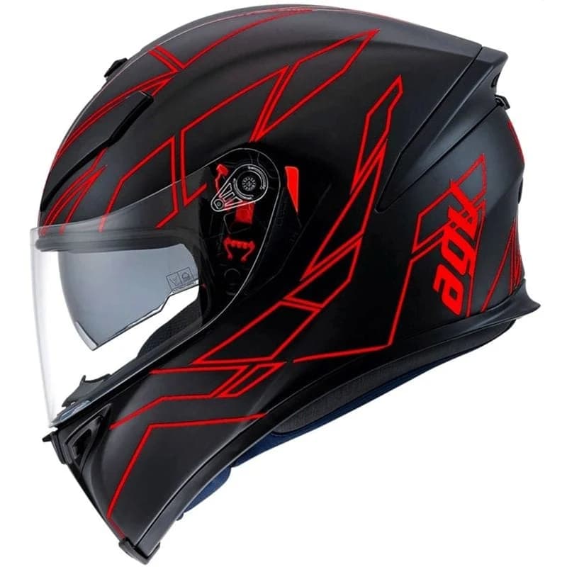 Casque Moto Modulable AGV Noir & Rouge Double Visière