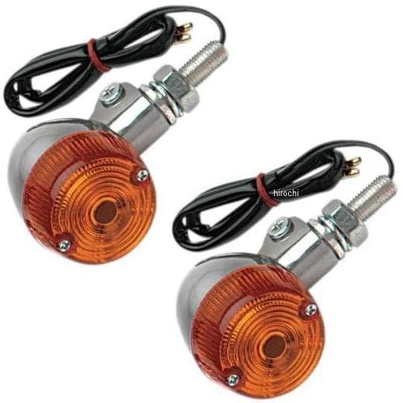 Paire de Clignotants Ronds Chromés Vintage Oranges