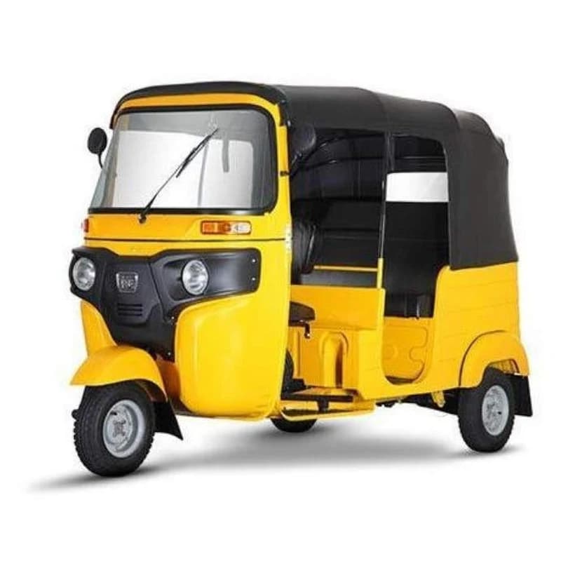 Tricycle Bajaj RE Passagers Jaune & Toit Noir